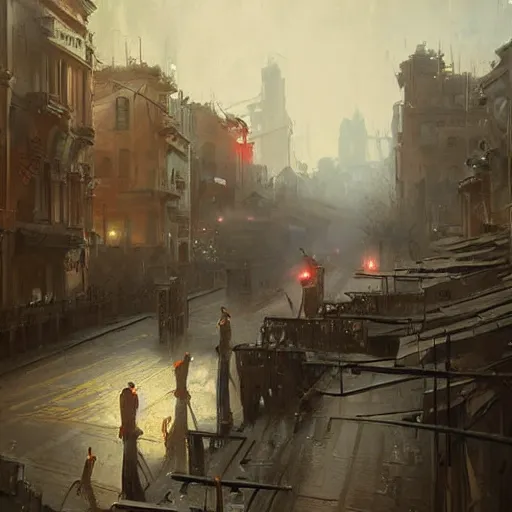 Image similar to western city, duel, paint by greg rutkowski