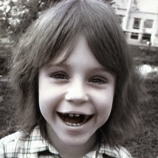 Prompt: 70s photo of a kid with big eyes and teeth