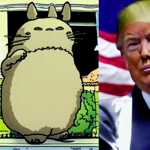 Prompt: donald trump is totoro