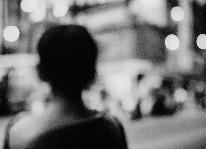 Image similar to a 2 8 mm macro photo from the back of a woman watching a parade, splash art, movie still, bokeh, canon 5 0 mm, cinematic lighting, dramatic, film, photography, golden hour, depth of field, award - winning, anamorphic lens flare, 8 k, hyper detailed, 3 5 mm film grain