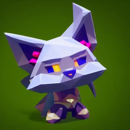 Prompt: ultra low poly modelling, clean graphics, isometric view, 1 6 bit colors, from touhou, made in rpg maker, fat chibi grey cat, volumetric lighting, fantasy, intricate, hyper realistic, by riot games, league of legends, backlit