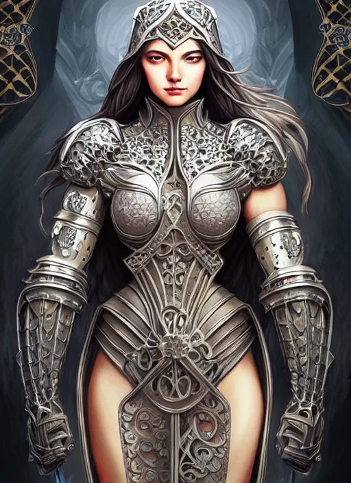 Image similar to Muscular and powerful medieval knight portrait, art nouveau, fantasy, intricate flower designs, elegant, highly detailed, sharp focus, art by Artgerm