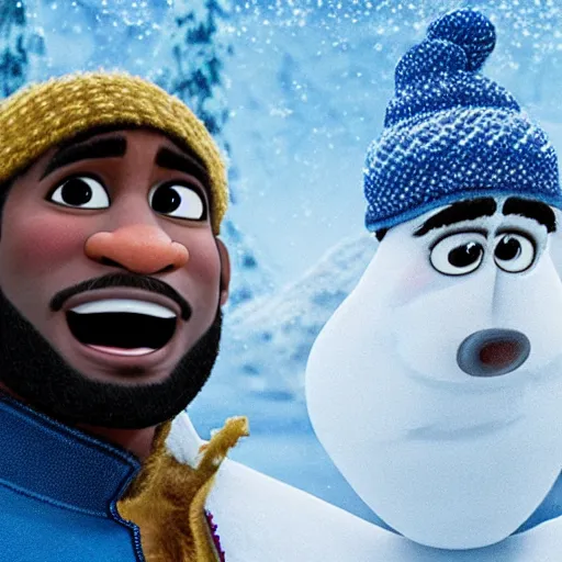 Image similar to film still of lebron james as a character in frozen