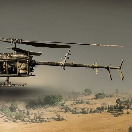 Image similar to A photo of a helicopter destroyed by machine gun fire, highly detailed, 4k