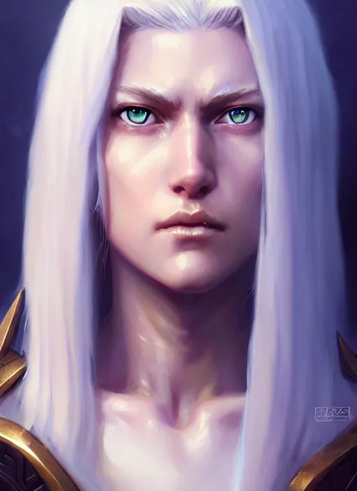 Image similar to a fantasy style portrait painting of shy white female paladin with blonde hair and blue eyes shy, scar under left eye, holy oil painting unreal 5 daz. rpg portrait extremely detailed artgerm greg rutkowski _ greg