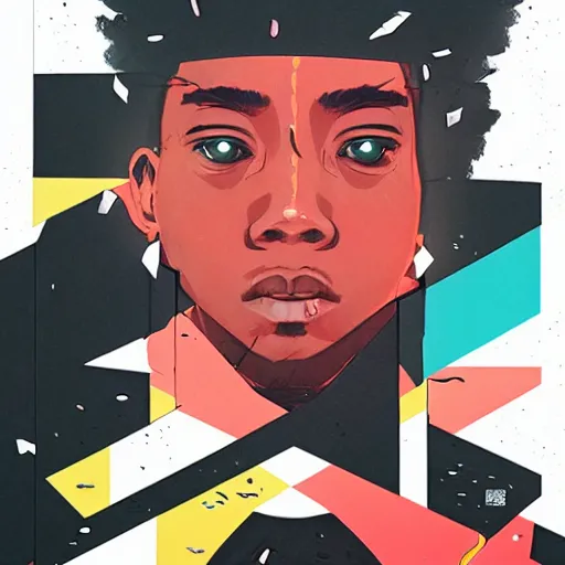 Prompt: Supreme x Yasuke Profile Picture by Sachin Teng, asymmetrical, Organic Painting , Matte Painting, geometric shapes, hard edges, graffiti, street art,:2 by Sachin Teng:4