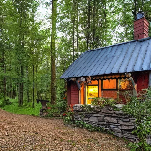 Prompt: a cozy cottage in the woods