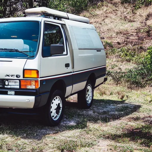 Image similar to 1990 Mitsubishi Delica L300, (Sony a7R IV, symmetric balance, polarizing filter, Photolab, Lightroom, 4K, Dolby Vision, Photography Award)