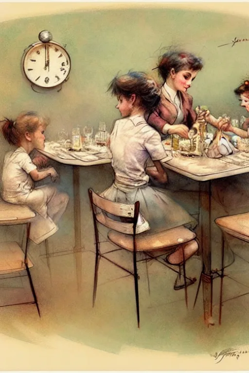 Image similar to ( ( ( ( ( 1 9 5 0 s restaurant. muted colors. ) ) ) ) ) by jean - baptiste monge!!!!!!!!!!!!!!!!!!!!!!!!!!!