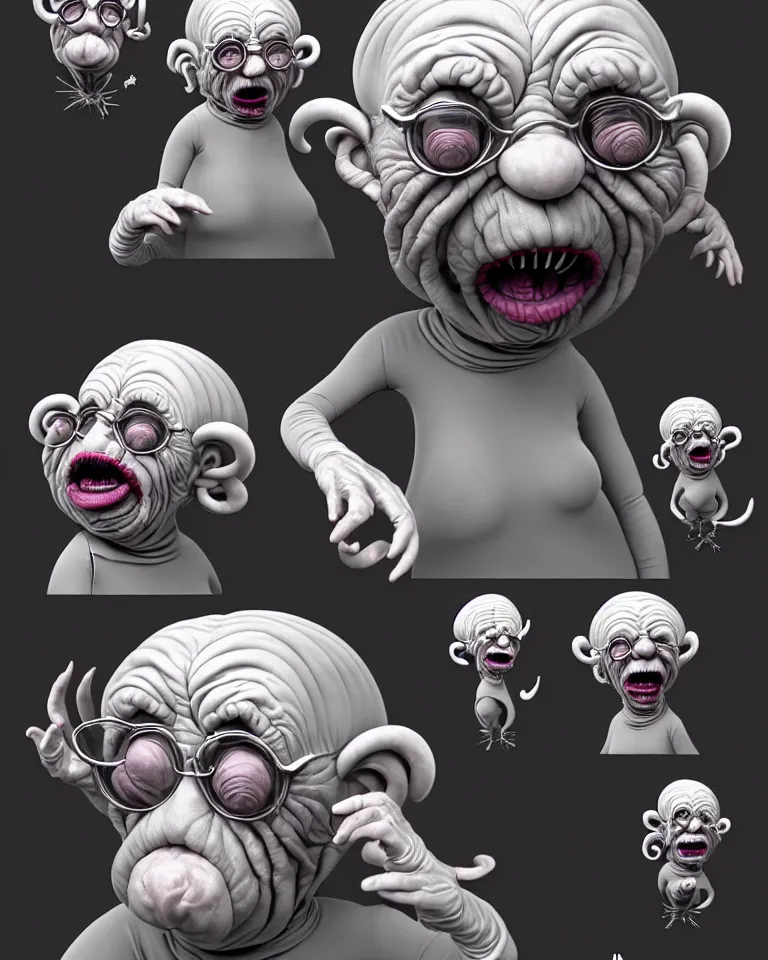 Image similar to your saggy wrinkled grandmother is a cosmic horror by bruce brenneise and wayne haag, photorealistic digital concept art, in the style of cuphead, trending on cgsociety, trending on zbrush central