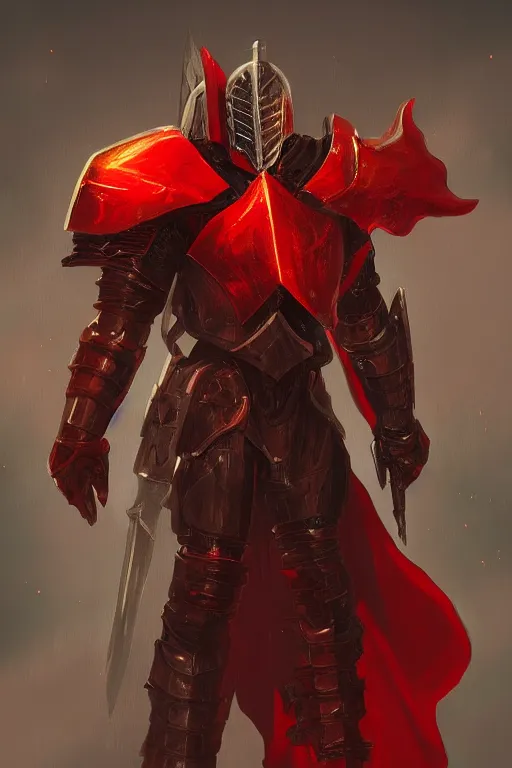 Image similar to knight armored in red, fantasy art, trending on artstation