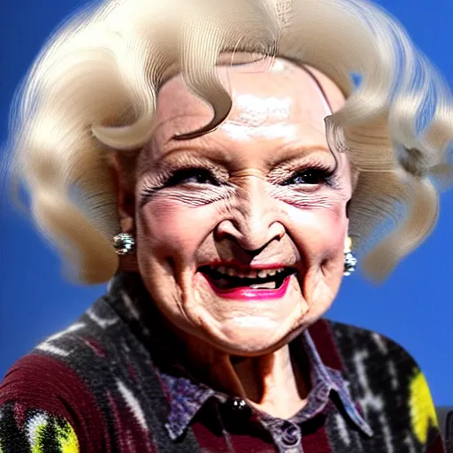 Image similar to betty white turning into a werewolf