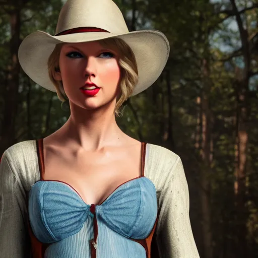 Prompt: Film still of Taylor Swift, from Red Dead Redemption 2 (2018 video game)