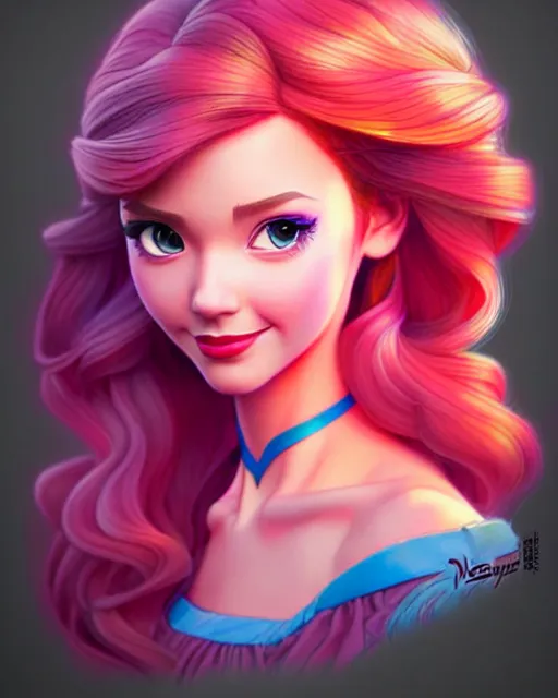 Image similar to richly detailed color illustration of a disney-princess-con-artist illustrated by Artgerm and Mina Petrovic and Timothy Kong and Marina Federovna. 3D shadowing