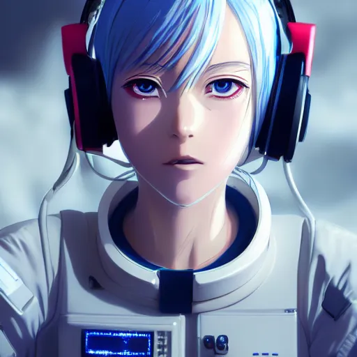 Prompt: Portrait of an Akira anime girl wearing military communication ear headphones, burning white eyes, space pirate, spacesuit ghost in the shell, extreme details, soft lighting, realistic octane render, 8k