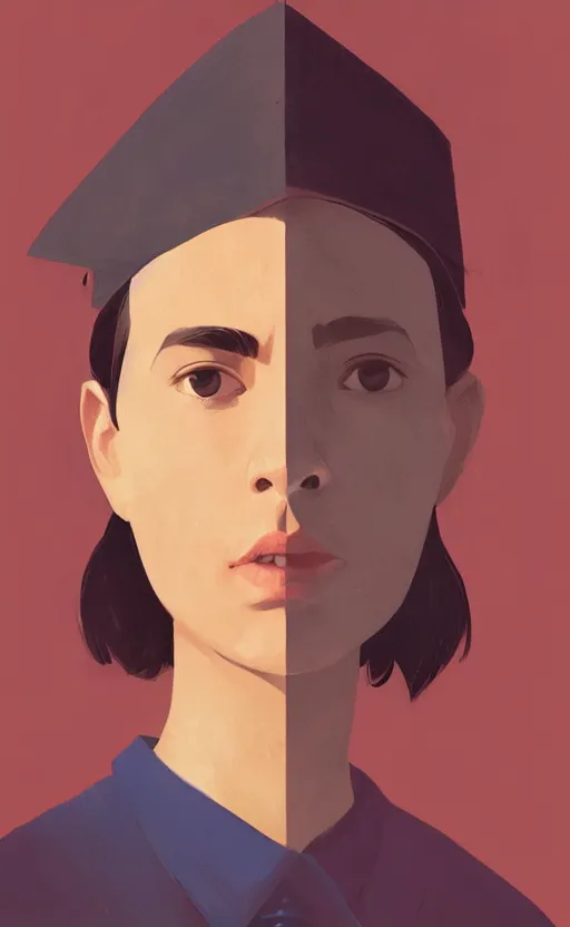 Image similar to a front view portrait of a hispanic graduate illustration by atey ghailan