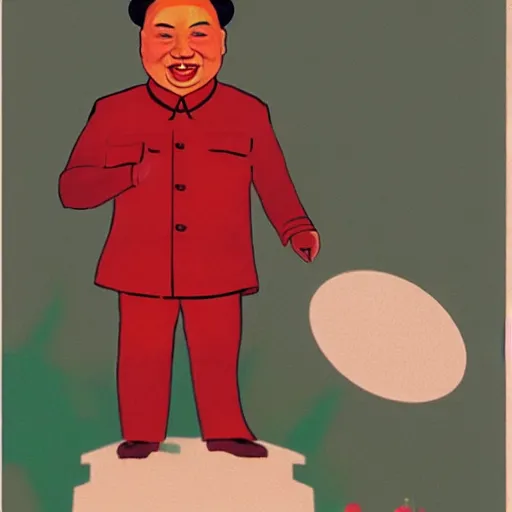 Image similar to chairman mao as a cute disney animation character in 1 9 5 5