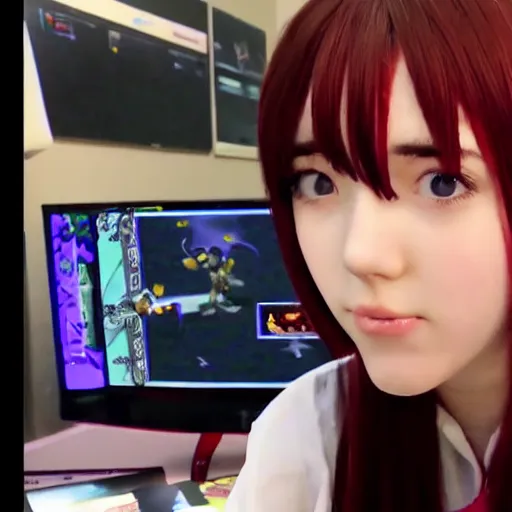 Image similar to 2 4 0 p footage, 2 0 0 6 youtube video, low quality photo, anime girl in real life, 3 d anime girl reviewing video games on youtube 2 0 0 6, angry