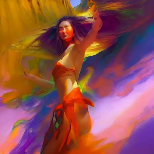 Image similar to ancient spice sorceress by yanjun cheng, alex ross, artgerm, floating, magic energy, wide angle, iridescent, pinterest