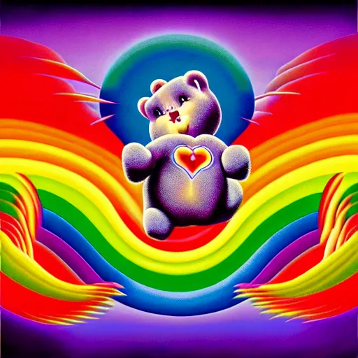 Image similar to care bears on tool album cover, 8 k resolution hyperdetailed, surrealism style of alex grey, extremely high quality