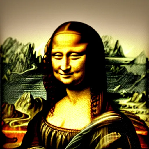 Prompt: high definition picture of a painting of a person with a minecraft dirt block as a head on a wall, with only the body of the ( mona lisa )