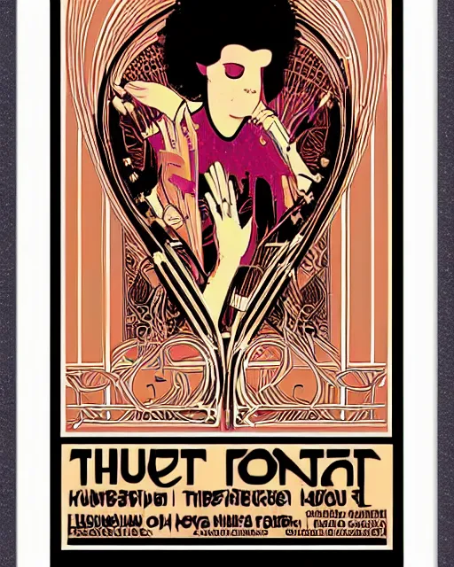 Image similar to art nouveau concert poster, 8 0 s, techno, house music