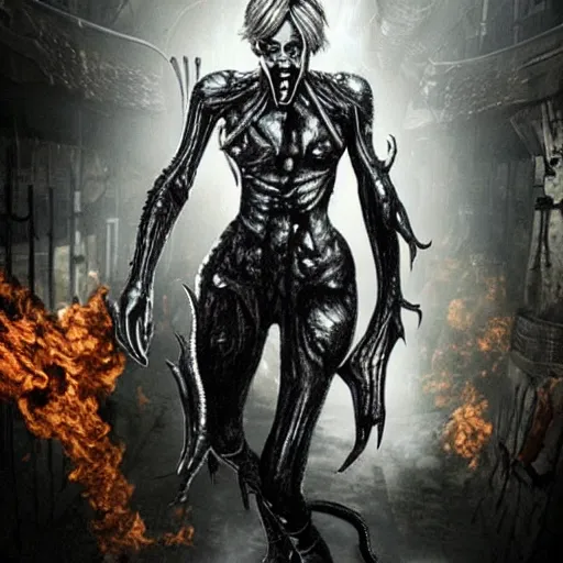 Image similar to a resident evil 5 game that has lovecraftian Giger creatures