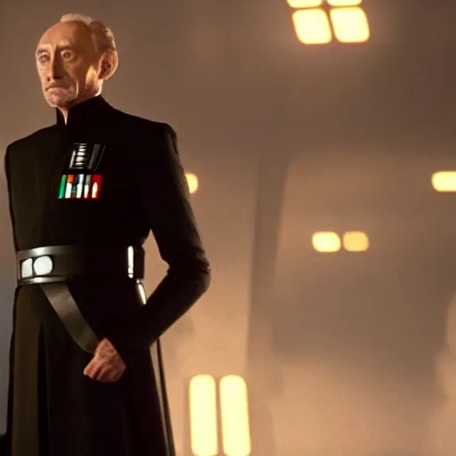 Image similar to tywin lannister as a imperial officer in star wars, movie still, epic quality, cinematic, 4 k, atmospheric