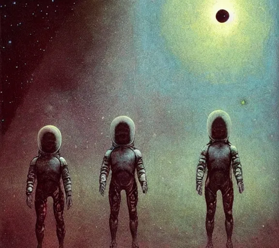 Image similar to occult astronauts by beksinski