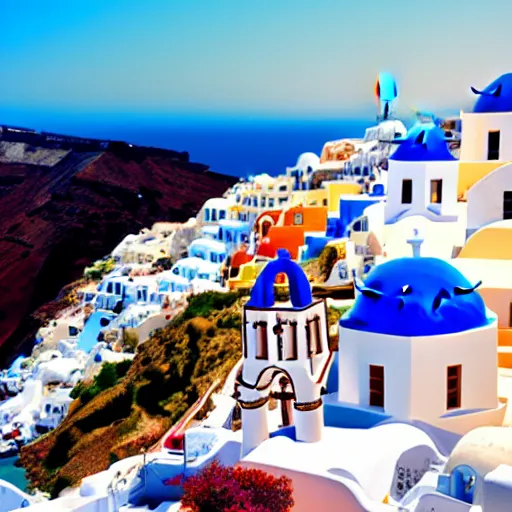 Prompt: sun drenched santorini cozy dslr wide angle professional award winning