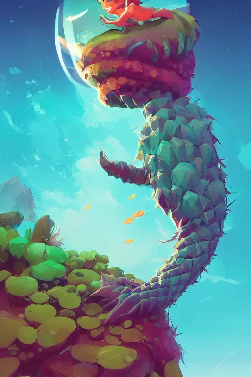 Image similar to creature animal sushi cristal very big eye roots cactus elemental flush of force nature micro world fluo fishscale, behance hd by jesper ejsing, by rhads, makoto shinkai and lois van baarle, ilya kuvshinov, rossdraws global illumination