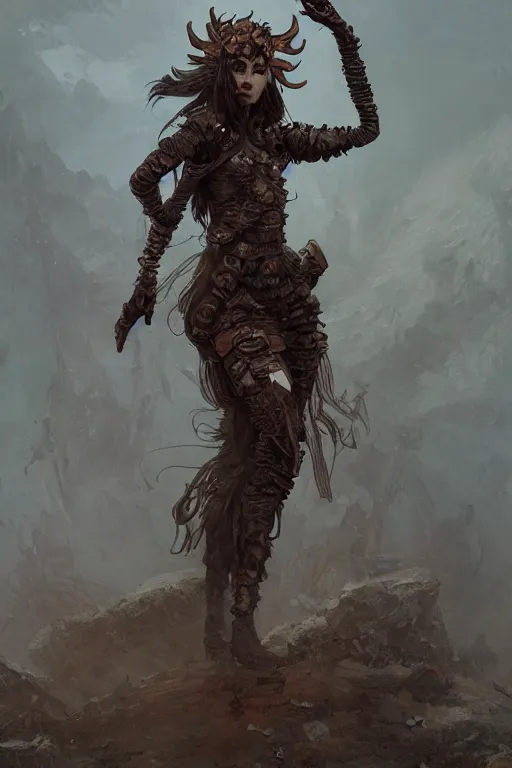 Image similar to a full body portrait of a beautiful post apocalyptic offworld nordic necromancer dancing reposed by the magma pits, intricate, elegant, highly detailed, digital painting, artstation, concept art, smooth, sharp focus, illustration, art by krenz cushart and artem demura and alphonse mucha