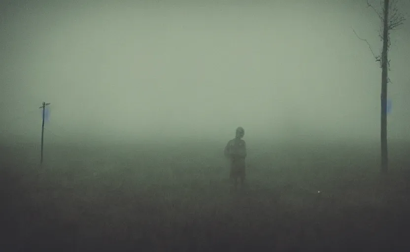 Prompt: horrifying atmosphere phenomenon, unsettling photo, night, field