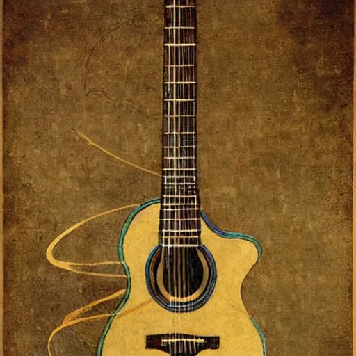 Prompt: Guitar in the style of leonardo da vinci