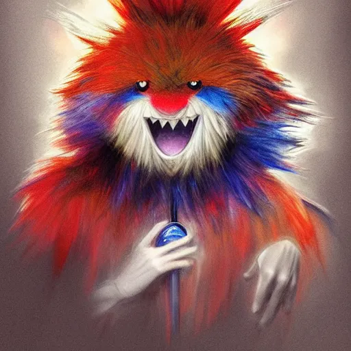 Image similar to Hab Mascot YOUPPI pokemon shiny, legendary, ultra rare, highly detailed, digital pencil painting, anime, cartoonish, hybrid human / anthro, monster youppi pokemon, sharp focus, illustration, art by artgerm and greg rutkowski and alphonse mucha