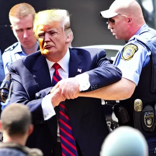 Image similar to donald trump in handcuffs being arrested