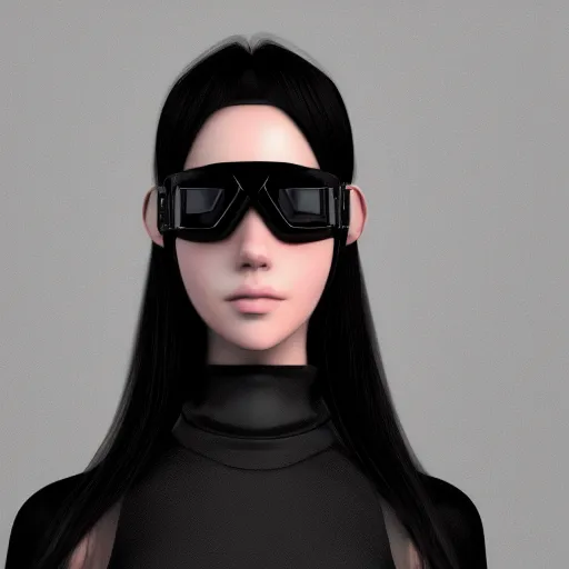 Prompt: photo of beautiful anime girl artist on a white background wearing black big goggles, 4K, redshift render, unreal engine, trending on artstation, depth of field