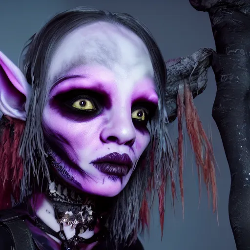 Prompt: eco punk goth goblin girl , octane, fantasy, 4k ,