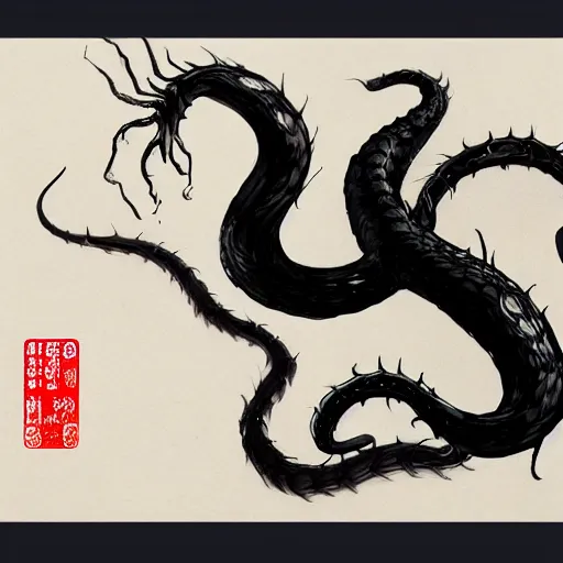 Image similar to Venom in Chinese painting, trending on artstation, ultra detailed, 8k, character illustration.