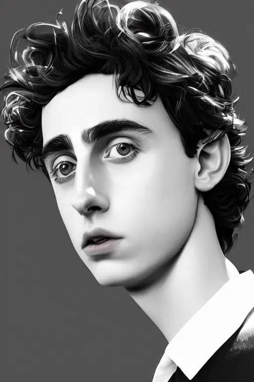 Prompt: Timothee Chalamet, portait photo, profile picture, hyperrealistic, concept art, octane render, unreal engine 5, digital art, high quality, highly detailed, 8K, cute, defined face, elegant clothes, trending on DeviantArt