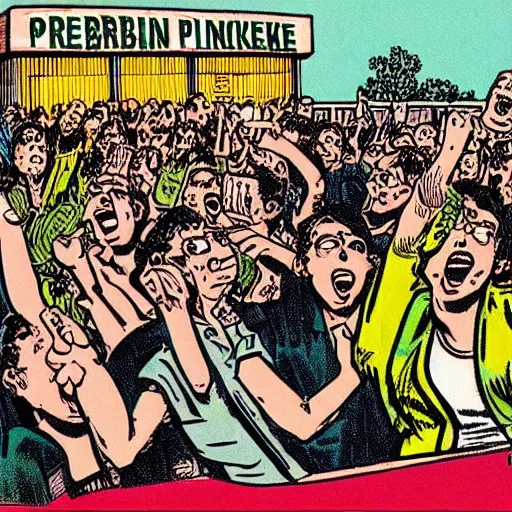 Image similar to robert crumb comic about pembroke pines flanagan high school students partying accurate eyes high detail