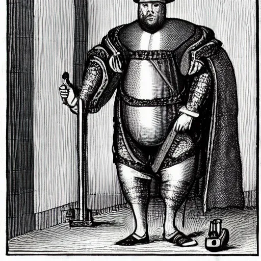 Prompt: henry viii dressed as a vacuum cleaner