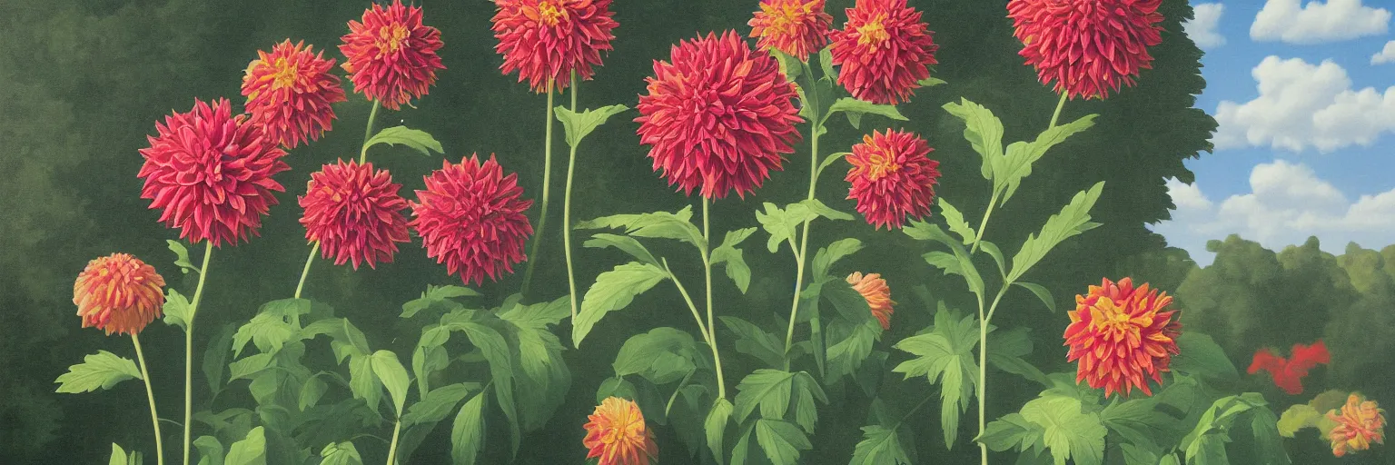 Prompt: dahlia painting magritte