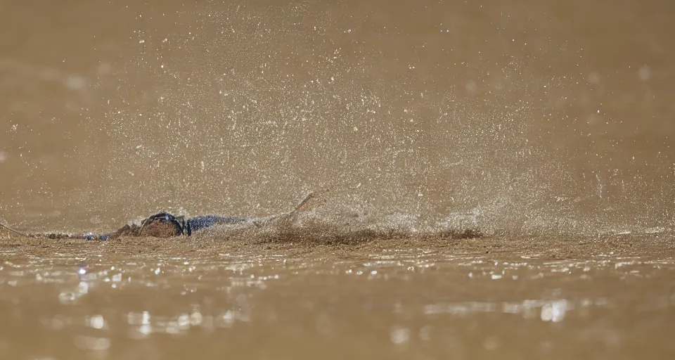 Image similar to olympic swimming in sand instead of water, extremely coherent, motion blur