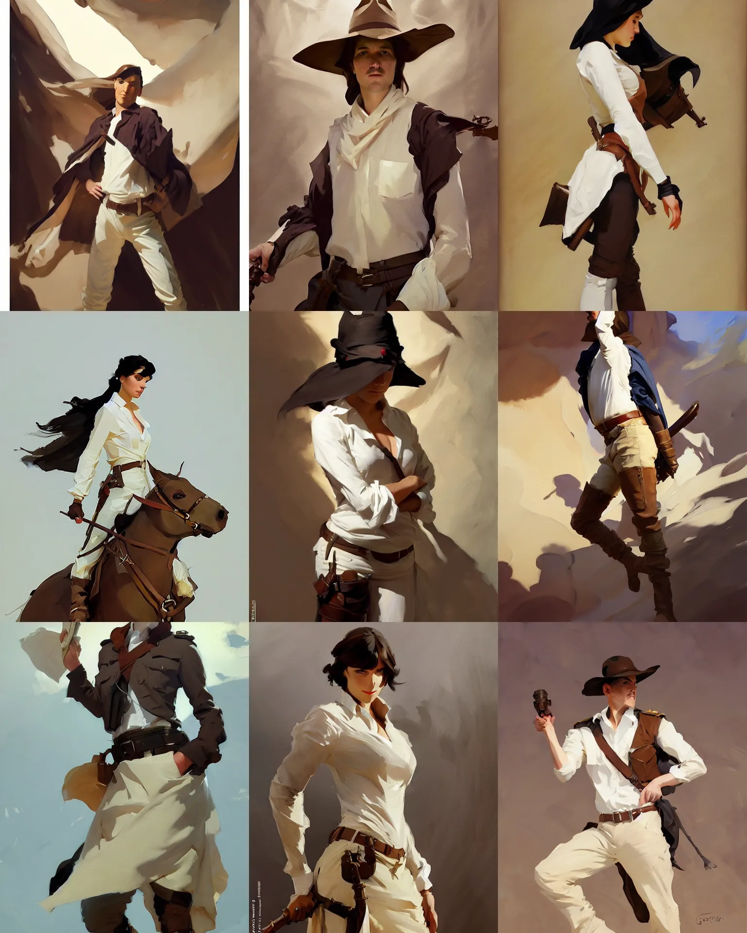 Image similar to white brown cloth fabric jodhpurs greg manchess painting by sargent and leyendecker, studio ghibli, fantasy, medium shot, asymmetrical, intricate, elegant, matte painting, illustration, hearthstone, by greg rutkowski, by greg tocchini, by james gilleard, by joe fenton