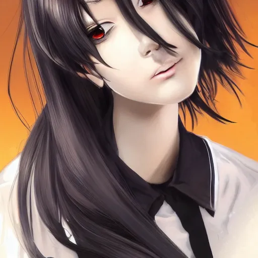 Image similar to portrait of a beautiful girl with long black hair, wearing police riot uniform, drawn by WLOP, by Avetetsuya Studios, attractive character, colored sketch anime manga panel, trending on Artstation