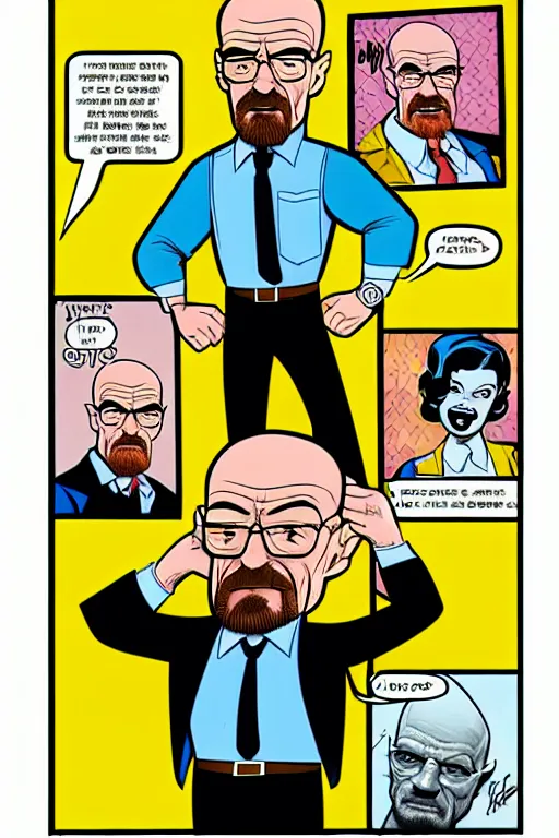 Image similar to walter white, in the style of dan decarlo, as drawn by dan decarlo for archie comics,