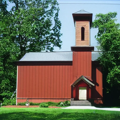 Image similar to 1 9 8 0's exterior wooden church siding