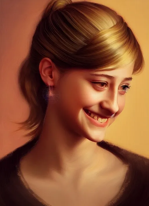 Prompt: portrait of teenage lili reinhart with bangs, smiling kindly, bangs, 1 9 6 0 s, ponytail, bangs and ponytail, intricate, elegant, glowing lights, highly detailed, digital painting, artstation, concept art, smooth, sharp focus, illustration, art by wlop, mars ravelo and greg rutkowski