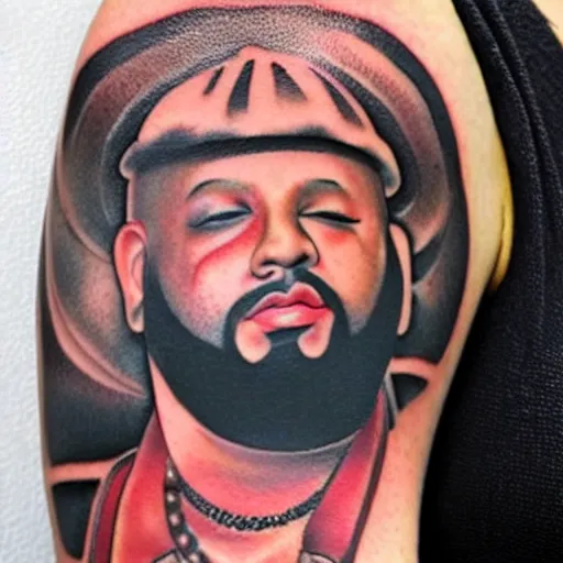 Prompt: a tattoo of a dj khaled